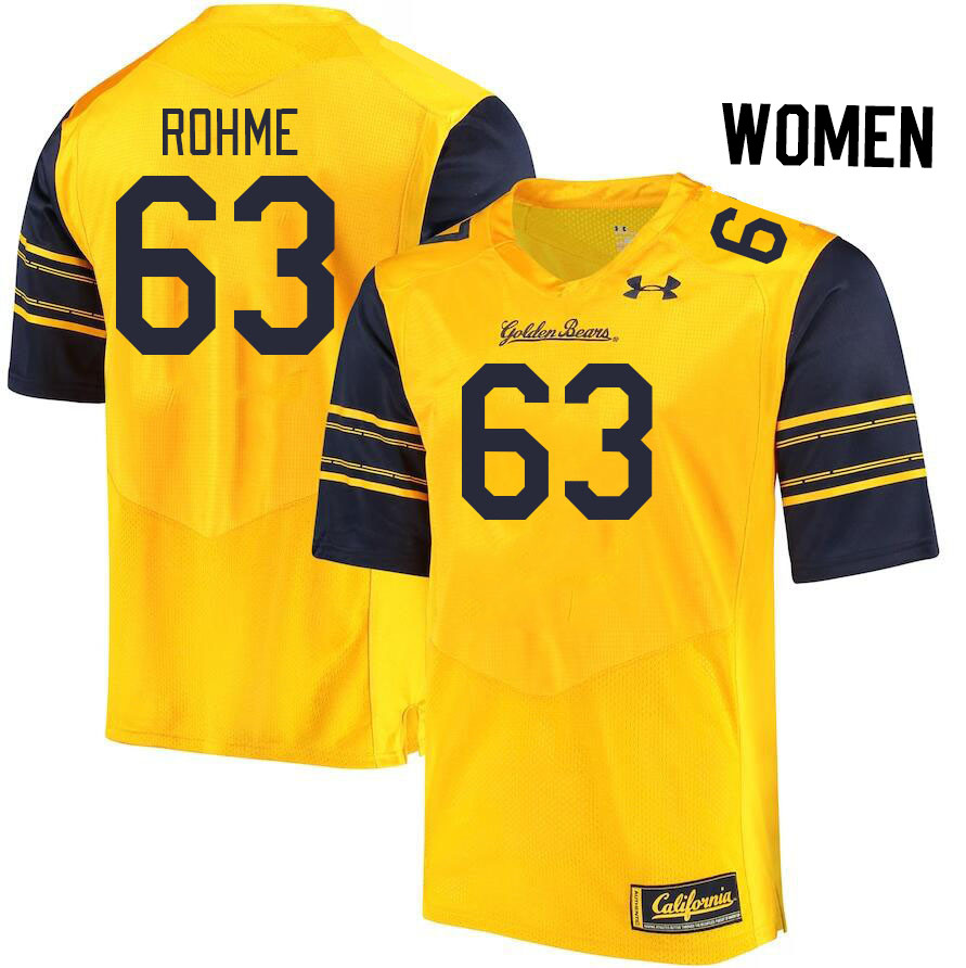 Women #63 Brayden Rohme California Golden Bears College Football Jerseys Stitched Sale-Gold - Click Image to Close
